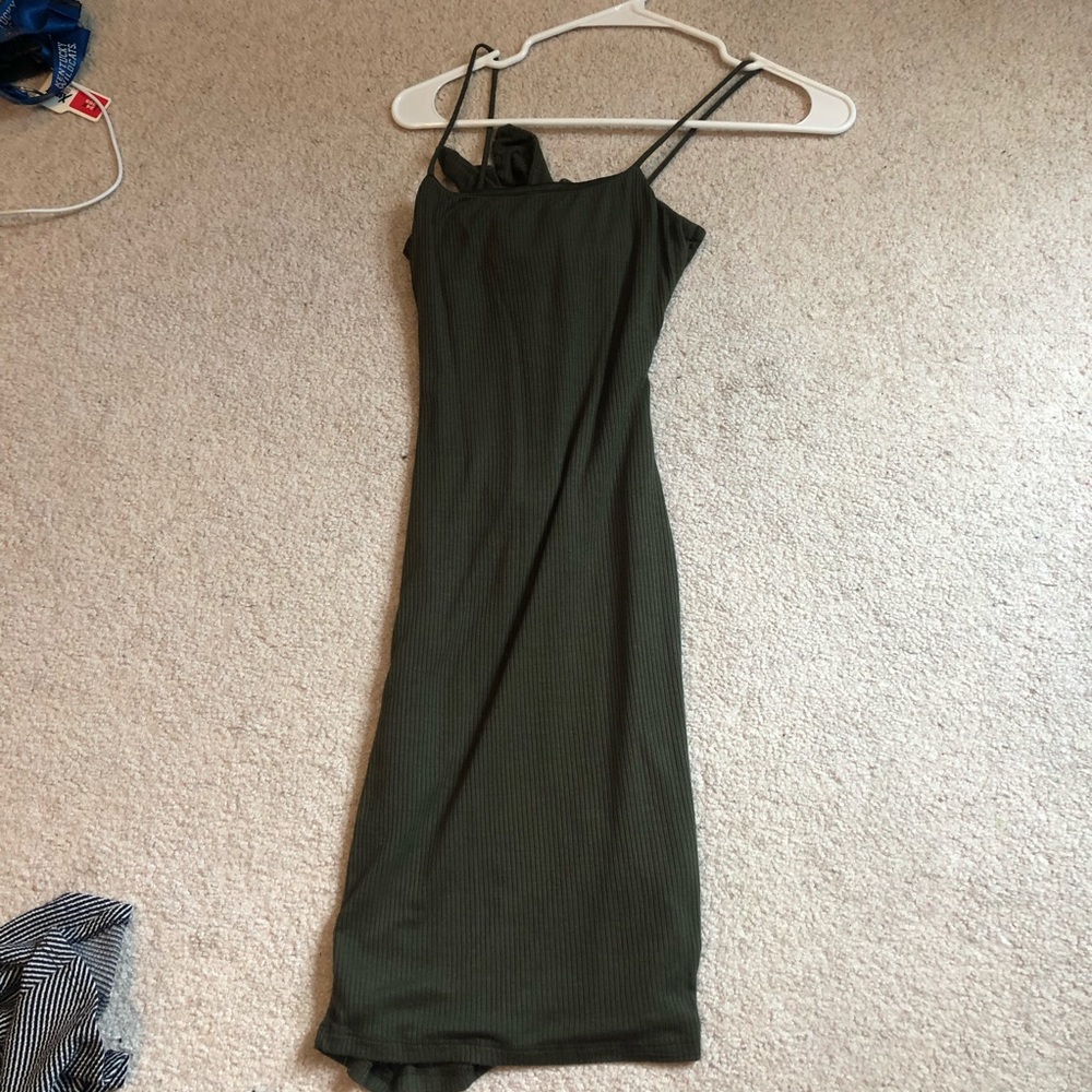 Green dress with bow tie back